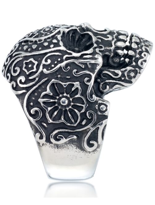 Andrew Charles by Andy Hilfiger Men's Ornamental Skull Ring in Oxidized Stainless Steel