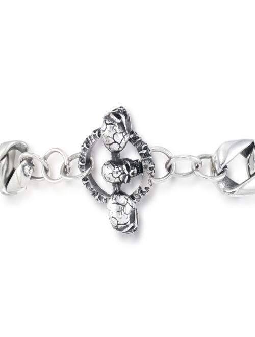 Andrew Charles by Andy Hilfiger Men's Ornamental Skull Curb Link Bracelet in Stainless Steel