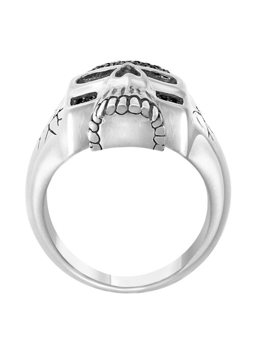 EFFY Collection EFFY Men's Black Spinel Skull Ring in Sterling Silver