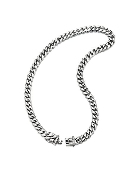 COOLSTEELANDBEYOND Mens Stainless Steel Curb Chain Skull Necklace Gothic Style