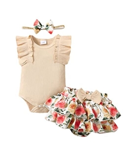 Mioglrie Newborn Infant Baby Girl Clothes Romper Shorts Set Floral Summer Outfits Cute Baby Clothes Girl