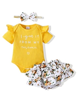 Mioglrie Newborn Infant Baby Girl Clothes Romper Shorts Set Floral Summer Outfits Cute Baby Clothes Girl