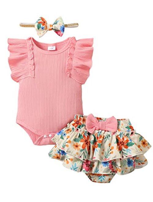 Mioglrie Newborn Infant Baby Girl Clothes Romper Shorts Set Floral Summer Outfits Cute Baby Clothes Girl