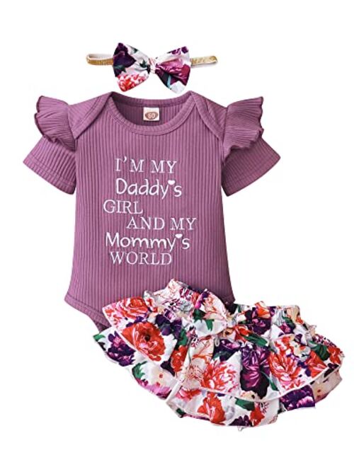 Mioglrie Newborn Infant Baby Girl Clothes Romper Shorts Set Floral Summer Outfits Cute Baby Clothes Girl