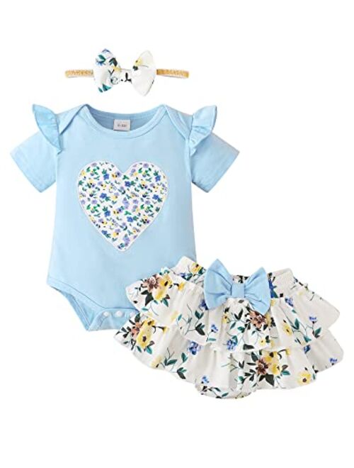 Mioglrie Newborn Infant Baby Girl Clothes Romper Shorts Set Floral Summer Outfits Cute Baby Clothes Girl