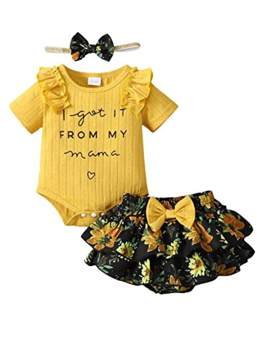 Mioglrie Newborn Infant Baby Girl Clothes Romper Shorts Set Floral Summer Outfits Cute Baby Clothes Girl