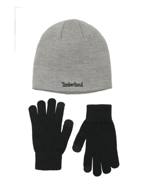 TIMBERLAND Big Boys Reversible Logo Beanie and Magic Gloves, 2 Piece Set