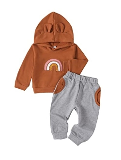 Mioglrie Infant Baby Girl Clothes Tops Pants Set Toddler Girls Clothing Sweatshirts Baby Outfit for Girls