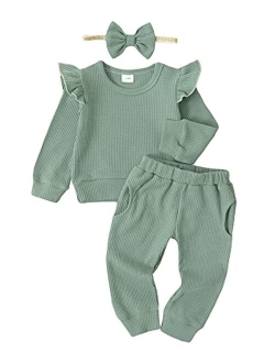 Mioglrie Infant Baby Girl Clothes Tops Pants Set Toddler Girls Clothing Sweatshirts Baby Outfit for Girls