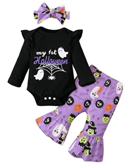 Happidoo Baby Girls My 1st Halloween Outfits Infant Spider Bodysuit Pant Clothing Sets