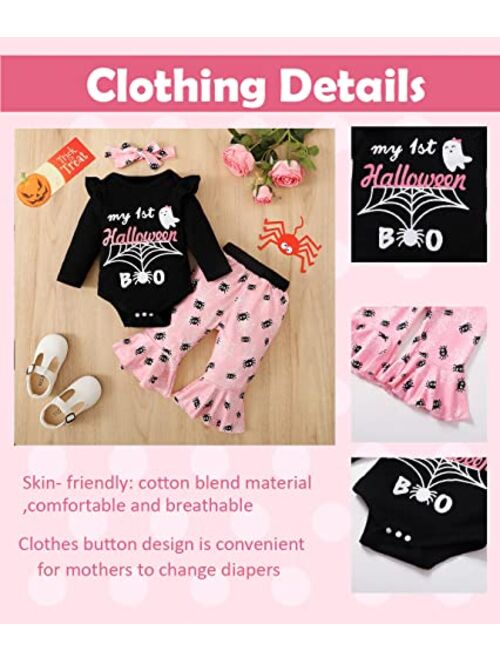 Happidoo Baby Girls My 1st Halloween Outfits Infant Spider Bodysuit Pant Clothing Sets