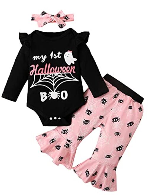 Happidoo Baby Girls My 1st Halloween Outfits Infant Spider Bodysuit Pant Clothing Sets