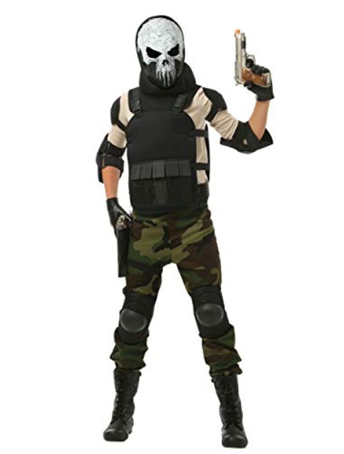 Fun Costumes Boy's Skull Military Costume Skull Soldier Costume for Kids