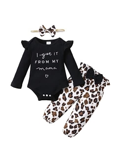 Olluisneo Newborn Baby Girl Clothes Infant Outifts Long Sleeve Romper Floral Pant Set Fall Winter Baby Girl Clothes