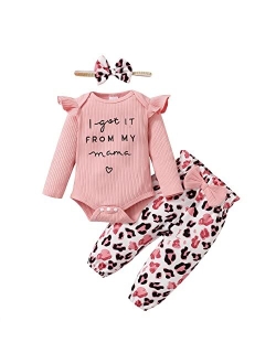 Olluisneo Newborn Baby Girl Clothes Infant Outifts Long Sleeve Romper Floral Pant Set Fall Winter Baby Girl Clothes