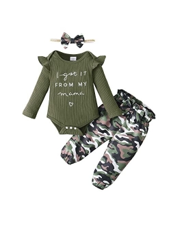 Olluisneo Newborn Baby Girl Clothes Infant Outifts Long Sleeve Romper Floral Pant Set Fall Winter Baby Girl Clothes