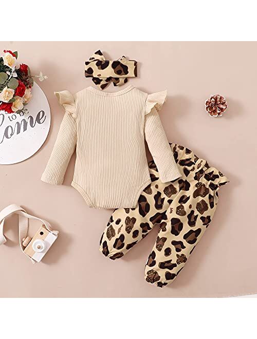 Olluisneo Newborn Baby Girl Clothes Infant Outifts Long Sleeve Romper Floral Pant Set Fall Winter Baby Girl Clothes