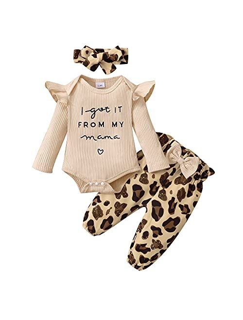 Olluisneo Newborn Baby Girl Clothes Infant Outifts Long Sleeve Romper Floral Pant Set Fall Winter Baby Girl Clothes