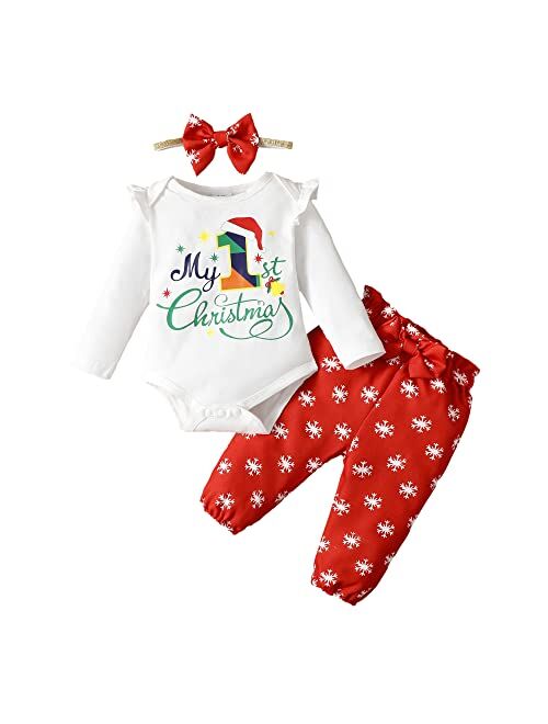 Olluisneo Newborn Baby Girl Clothes Infant Outifts Long Sleeve Romper Floral Pant Set Fall Winter Baby Girl Clothes