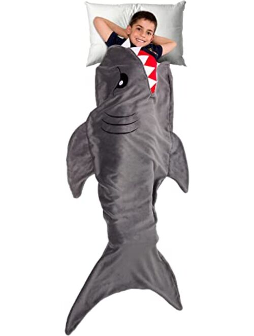 Silver Lilly Animal Tail Blanket - Plush Animal Sleeping Bag Blanket for Kids (Gray Shark)