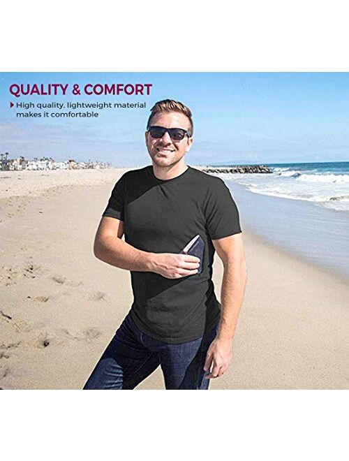 Clever Travel Companion Pickpocket Proof Crew Necked Men's T-Shirt with 2 Hidden Zipper Pockets, 100% Pickpocket Proof Holiday Tour