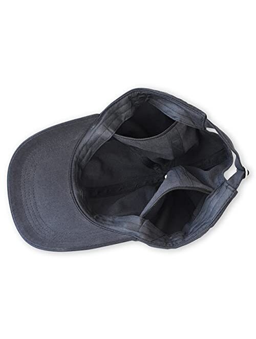 Hide & Go Adjustable Hidden Pocket Hat with Interior Zippers