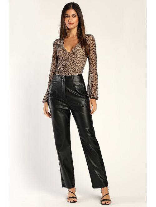Buy Lulus Icon Living Black Vegan Leather High-Waisted Trousers online ...