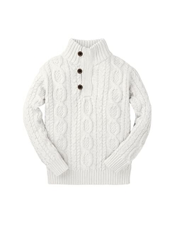 Kingdenergy Kids Sweaters Boys Turtleneck Button Up Cable Knit Winter Warm Long Sleeve Fall Pullover Sweater Tops