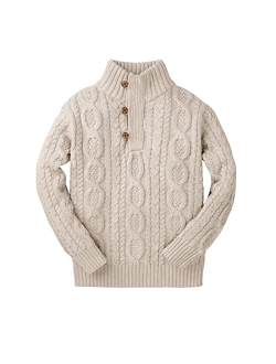 Kingdenergy Kids Sweaters Boys Turtleneck Button Up Cable Knit Winter Warm Long Sleeve Fall Pullover Sweater Tops