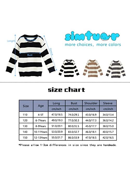 simtuor Boys Striped Pullover Sweater Crew Neck Color Block Knit Long Sleeve Winter/Spring Tops Knitwear for 4-13Y