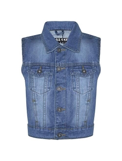 A2z 4 Kids Kids Boys Denim Jacket Faded Jeans Gilet Sleeveless School Jackets Fashion Coats