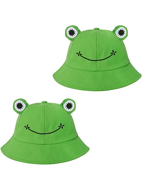 SAOROPEB Frog Hat for Adult Teens, Cute Frog Bucket Hat, Cotton Bucket Hat Funny Hat Fisherman Hat for Men Women