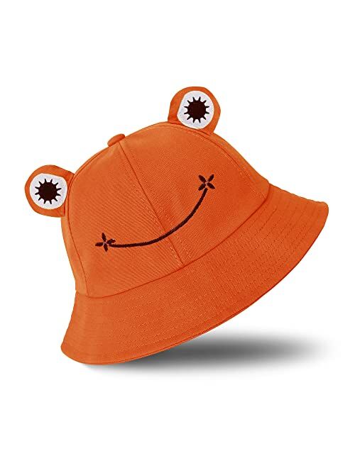 SAOROPEB Frog Hat for Adult Teens, Cute Frog Bucket Hat, Cotton Bucket Hat Funny Hat Fisherman Hat for Men Women