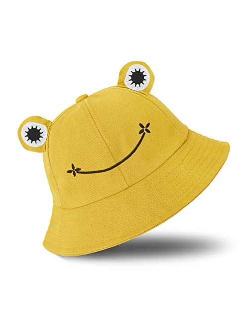 SAOROPEB Frog Hat for Adult Teens, Cute Frog Bucket Hat, Cotton Bucket Hat Funny Hat Fisherman Hat for Men Women