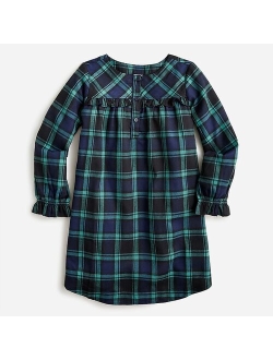 Girls' long-sleeve flannel nightgown in tartan