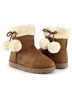 OUTVENTURE Girl's Winter Snow Boots Warm Faux Fur Lined Short Fashion Boot(Toddler/Little Kid)