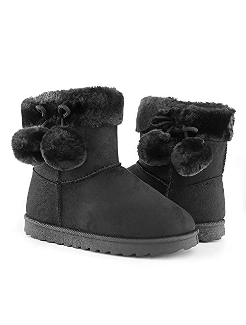 OUTVENTURE Girl's Winter Snow Boots Warm Faux Fur Lined Short Fashion Boot(Toddler/Little Kid)