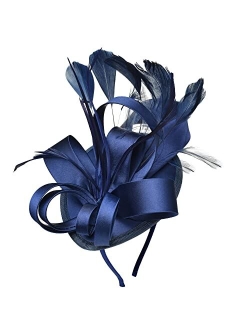 Zivyes Fascinators Headband Tea Party Hats for Women Royal Wedding Hat Feather Mesh Hair Clip