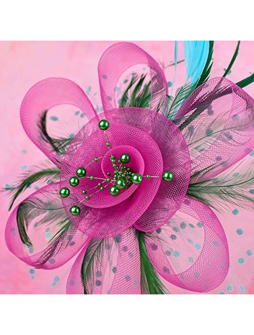 Zivyes Fascinators Headband Tea Party Hats for Women Royal Wedding Hat Feather Mesh Hair Clip