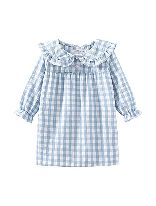 Mud Kingdom Big Girls Ruffle Collar Nightgowns Plaid Long Sleeve