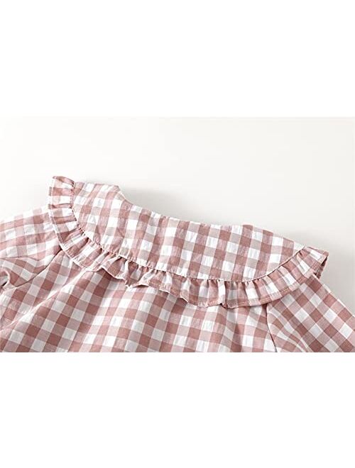 Mud Kingdom Big Girls Ruffle Collar Nightgowns Plaid Long Sleeve