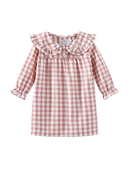 Mud Kingdom Big Girls Ruffle Collar Nightgowns Plaid Long Sleeve