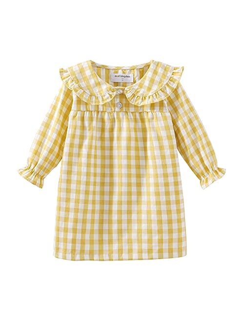 Mud Kingdom Big Girls Ruffle Collar Nightgowns Plaid Long Sleeve