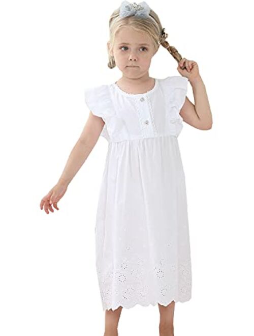 Baiyixin Kids Girls' Princess Nightgown Lace Sleeveless Full Length Dress 3-13 Years