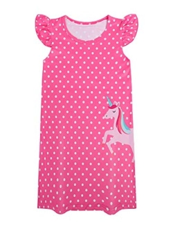 Neko-Baby Girls Nightgown Pajama Flutter Sleeve Nightshirt Sleepwear Pjs Dress 5-12 Years