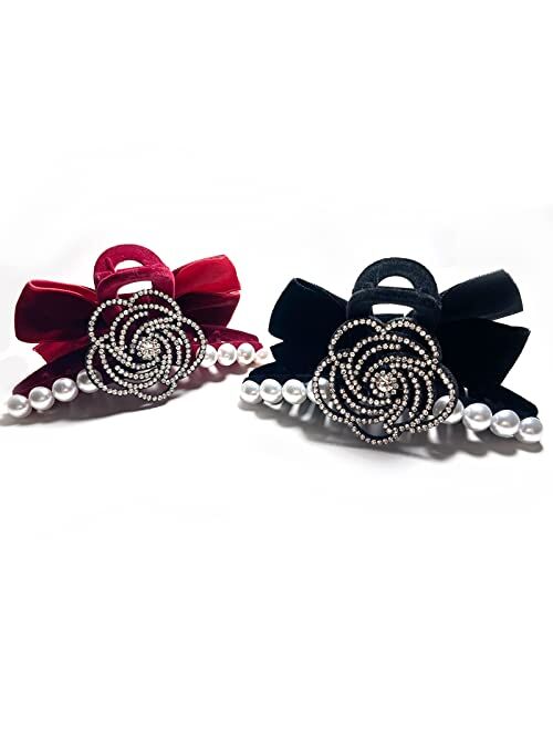 Fuyunohi Flower Clips, Large Flower Hair Clips Jaw Clips Hair Claws for Women (Gold/Silver Rose)