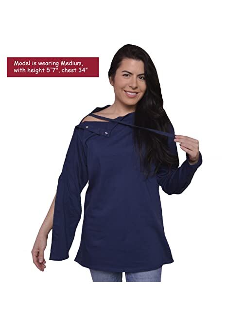 Inspired Comforts Dialysis & Shoulder Surgery Recovery Full Sleeve Shirt with Shoulder & Arm Snaps