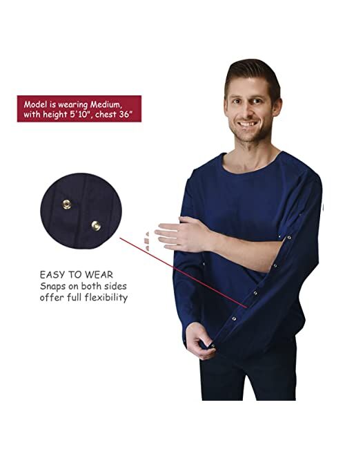 Inspired Comforts Dialysis & Shoulder Surgery Recovery Full Sleeve Shirt with Shoulder & Arm Snaps