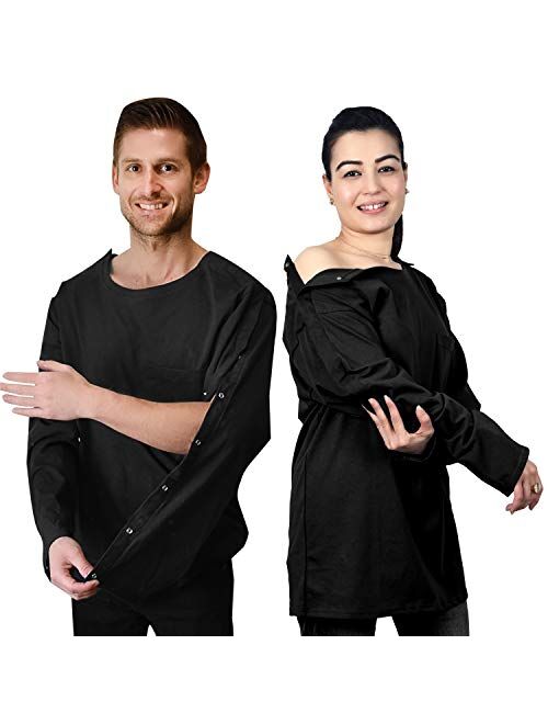 Inspired Comforts Dialysis & Shoulder Surgery Recovery Full Sleeve Shirt with Shoulder & Arm Snaps