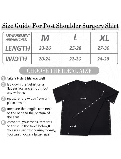 Hercicy 2 Pcs Post Surgery Shirt Unisex Shoulder Surgery Shirts Left and Right Side Snap Access Recovery T Shirt for Men Women